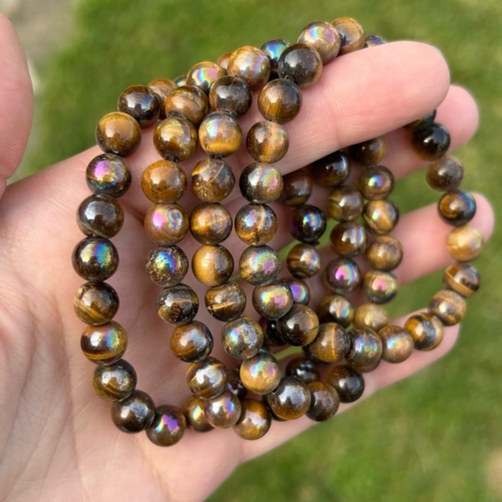 Aura coated tigers eye 8mm - listing price is PER bracelet